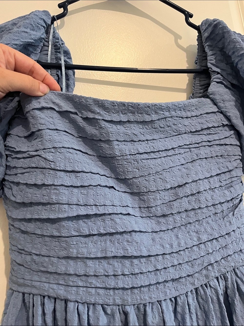 Abercrombie & Fitch Dusty Blue Puff-Sleeve Midi Dress - Picture 3 of 6
